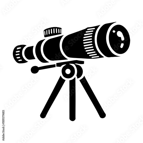 Simple Vector Icon of a Spotting Scope – Logo Design Illustration