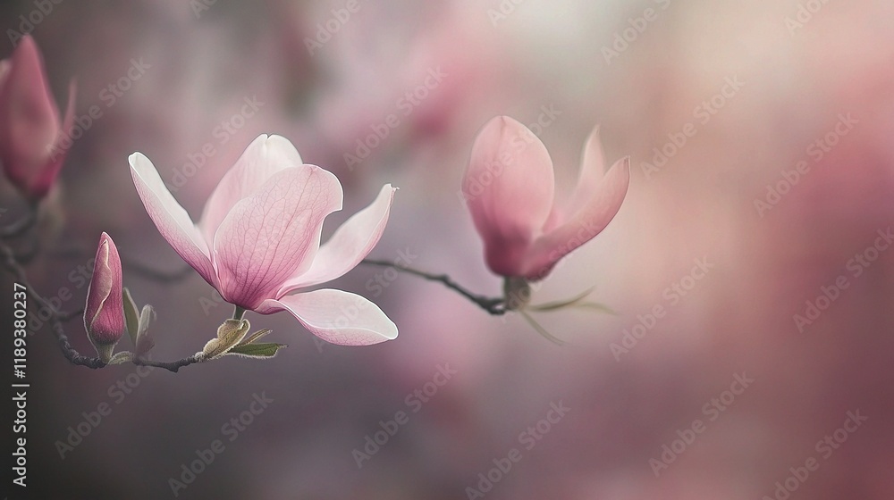 Gentle Spring Blossoms with Soft Lighting on a Delicate Background Gentle Spring Blossoms with Soft Lighting on a Delicate Background