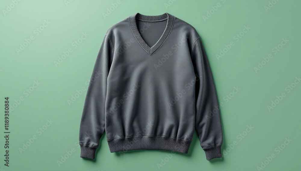Gray V-Neck Sweatshirt | Comfortable Casual Clothing | Flat Lay Photography Gray V-Neck Sweatshirt | Comfortable Casual Clothing | Flat Lay Photography