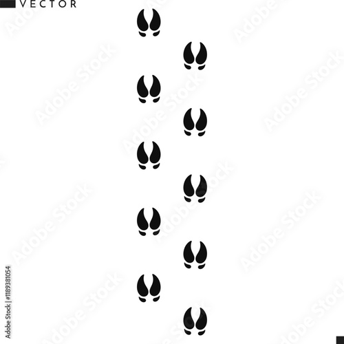 Pig paw print silhouette. Animal footprint vector. Wild boar paw print