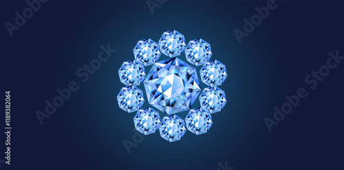 Antique Brilliant Precious Sapphire Vector Illustration.