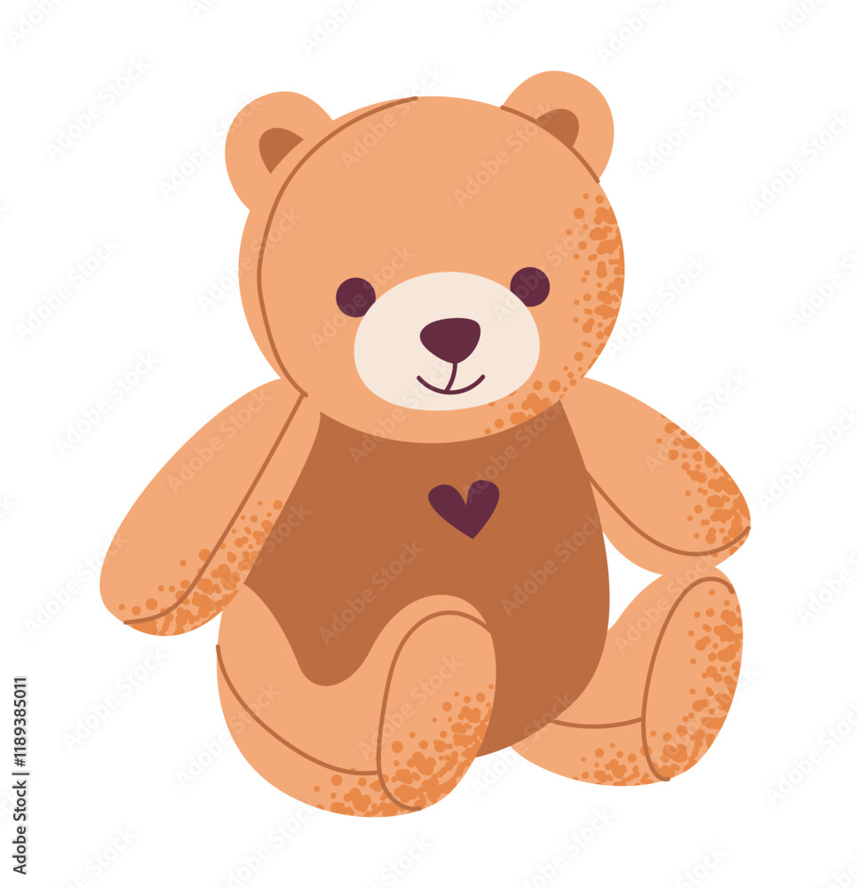 Cute vector illustration of a teddy bear. Kids plush toy. Cute vector illustration of a teddy bear. Kids plush toy.