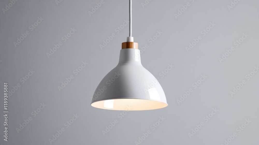 A modern white pendant light hanging in a clean and simple room A modern white pendant light hanging in a clean and simple room