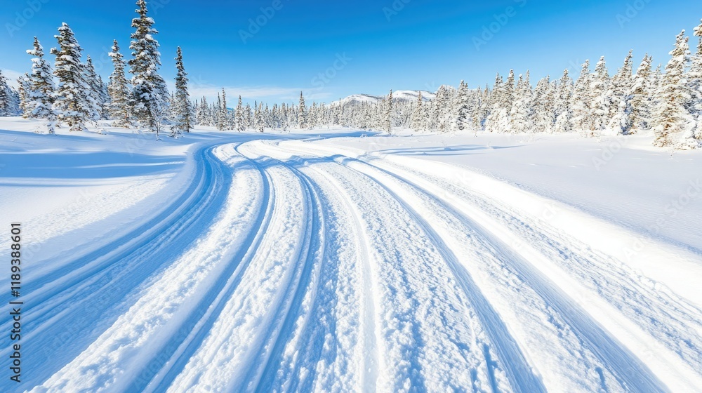Obraz premium SnowCovered Trail in Winter Forest