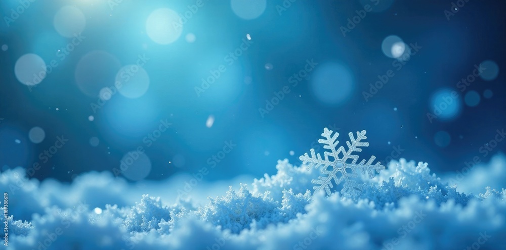 delicate snowflake falls gently on a blue background, gentle, snowflakes delicate snowflake falls gently on a blue background, gentle, snowflakes