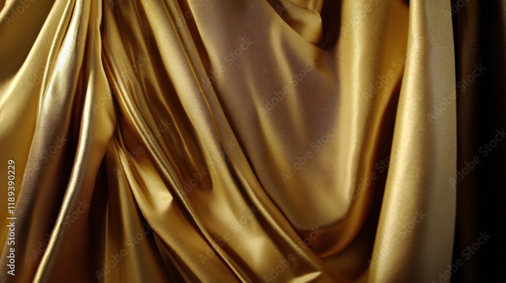 Obraz premium A rich golden fabric draped elegantly in soft folds