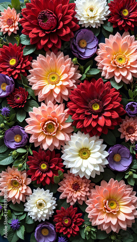 Vibrant Chrysanthemum Flower Wall: Stunning Backdrop for Weddings, Events, and Creative Projects (138 characters) photo