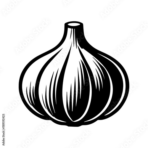 Simple Vector Icon of a Garlic – Logo Design Illustration