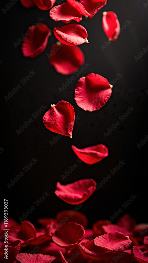 Falling Rose Petals on Black: Romantic Imagery for Wedding Invitations, Valentine's Day Ads, and Luxury Gifts Falling Rose Petals on Black: Romantic Imagery for Wedding Invitations, Valentine's Day Ads, and Luxury Gifts