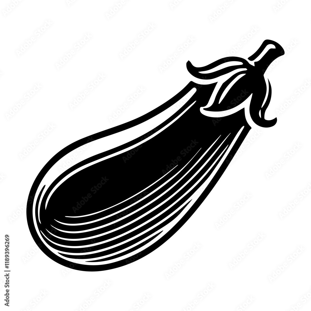 Simple Vector Icon of a Eggplant – Logo Design Illustration Simple Vector Icon of a Eggplant – Logo Design Illustration
