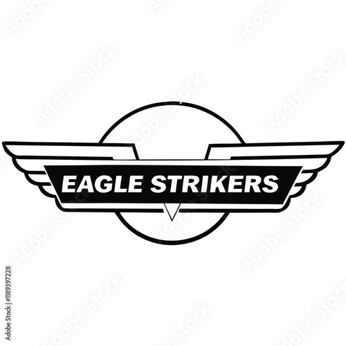Eagle Strikers logo vector design features a sleek and bold emblem perfect for sports teams and business branding. A modern and dynamic graphic ideal for any professional purpose.
