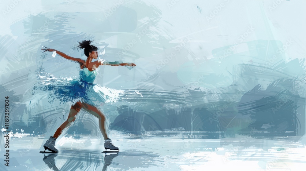 Beautiful female skating on ice surface. Beautiful female skating on ice surface.