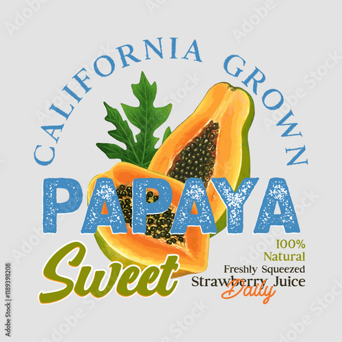 Papaya hand-drawn vector graphics, papaya graphic, vintage hand drawn fruit print design, fruit print artwork, summer t-shirt design, flowers, women's t-shirts, tops, sweatshirt fruit print design