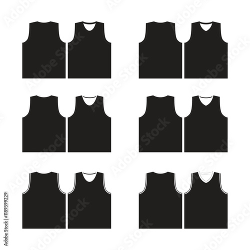 Set of black and white t-shirts Basketball Mockup Vector showcasing casual fashion styles