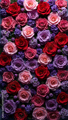 Vibrant Floral Press Wall: Romantic Backdrop for Weddings, Valentine's Day, and Special Events Marketing photo