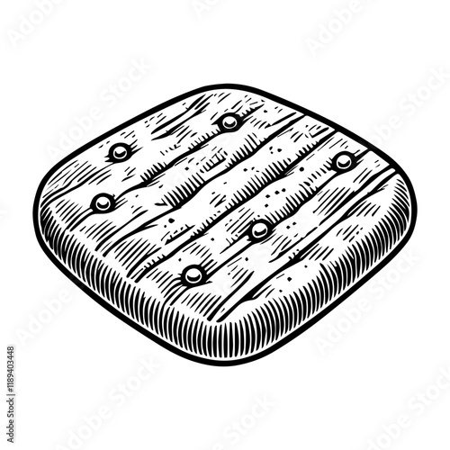 Simple Vector Icon of a Focaccia – Logo Design Illustration