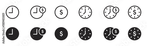 Set of time is money icon. Business and finance management icon .Time is money , business and finance. Vector illustration. EPS10.