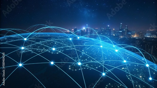 Artificial Intelligence Networks. A set of glowing blue connections fills the dark background