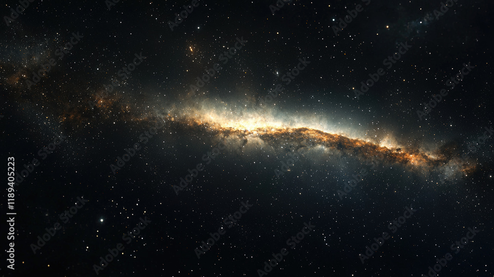 Fototapeta premium Spectacular Spiral Galaxy Amidst Starry Cosmos with Glowing Dust Clouds