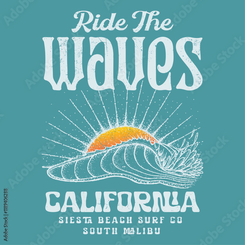 Photography Miami beach Summer Adventure retro vintage beach print design, surf riders, para
