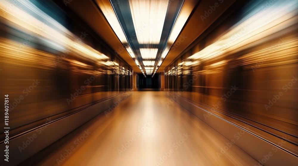 Motion Blur Corridor: An abstract image of a long hallway with fluorescent lights. The blurred effect creates a sense of speed, movement, and mystery, inviting the viewer to imagine the journey ahead. Motion Blur Corridor: An abstract image of a long hallway with fluorescent lights. The blurred effect creates a sense of speed, movement, and mystery, inviting the viewer to imagine the journey ahead.