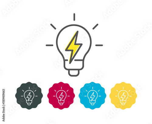Lightning in Lightbulb - Power Idea - Stock Icon