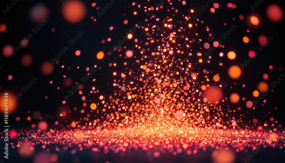 Obraz premium Vibrant orange and pink bokeh lights against a dark background