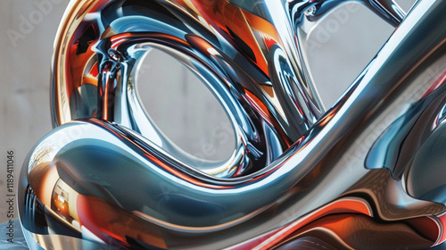 Wallpaper Mural An abstract 3D sculpture with a glossy finish, featuring intertwined shapes in metallic colors Torontodigital.ca