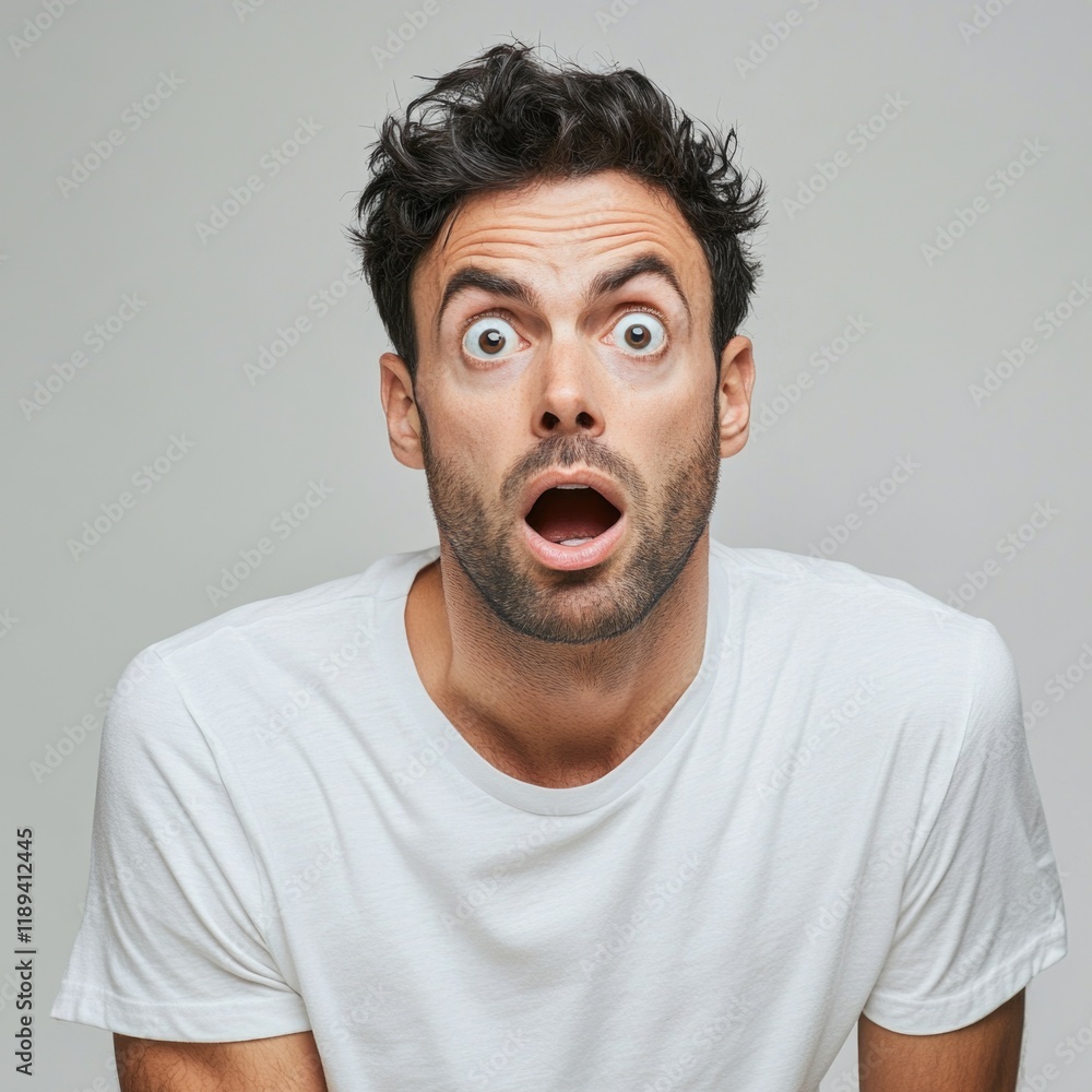 A person with a surprised look on his face A person with a surprised look on his face