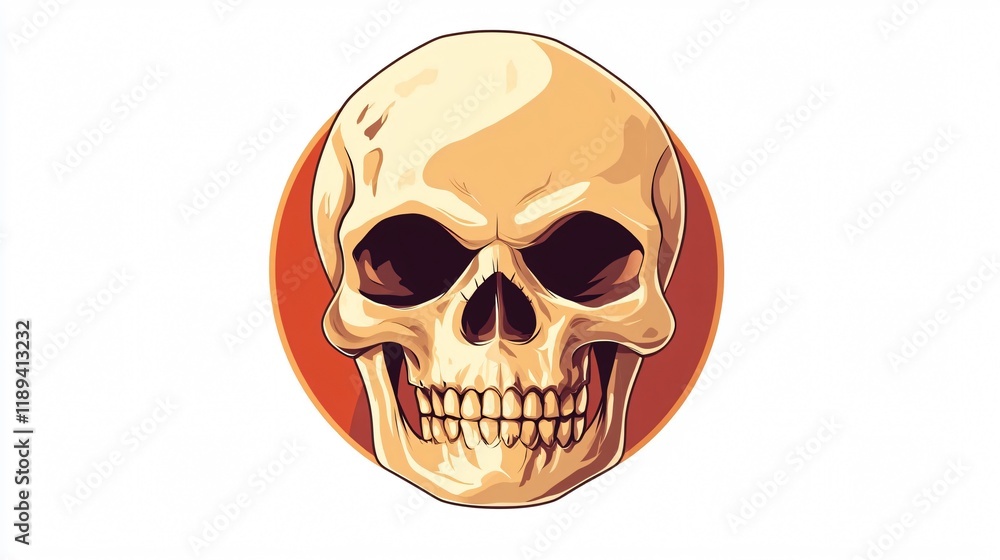 Fototapeta premium Dark Skull Symbol with Forbidden Sign on Background Usage Concept
