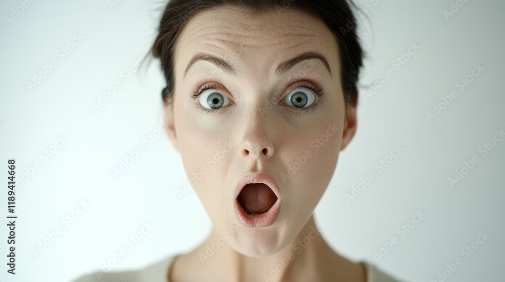 A woman showing surprise or shock on her face A woman showing surprise or shock on her face