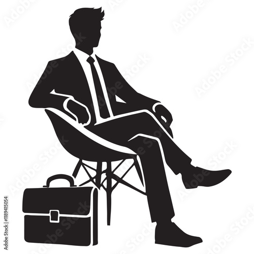 Silhouette of a businessman relaxing in a modern chair