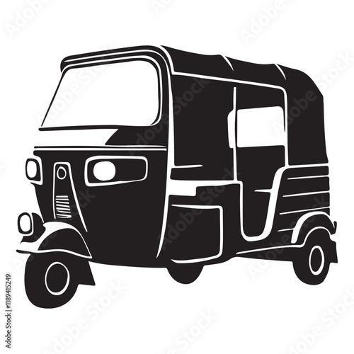 Auto Rickshaw Silhouette Vector Illustration for Transportation Graphics