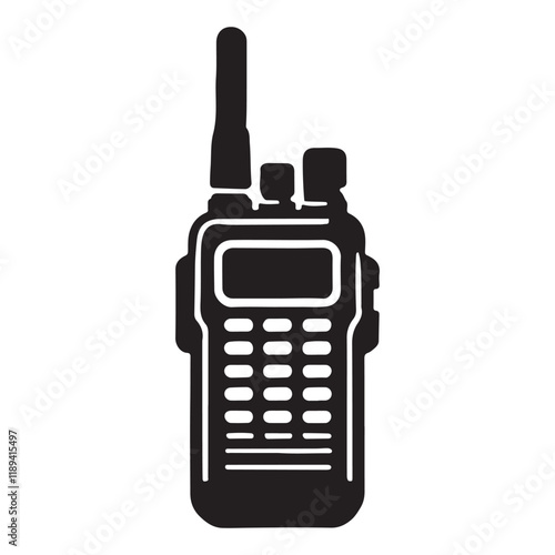 Handheld Two-Way Radio Silhouette Illustration Communication Device