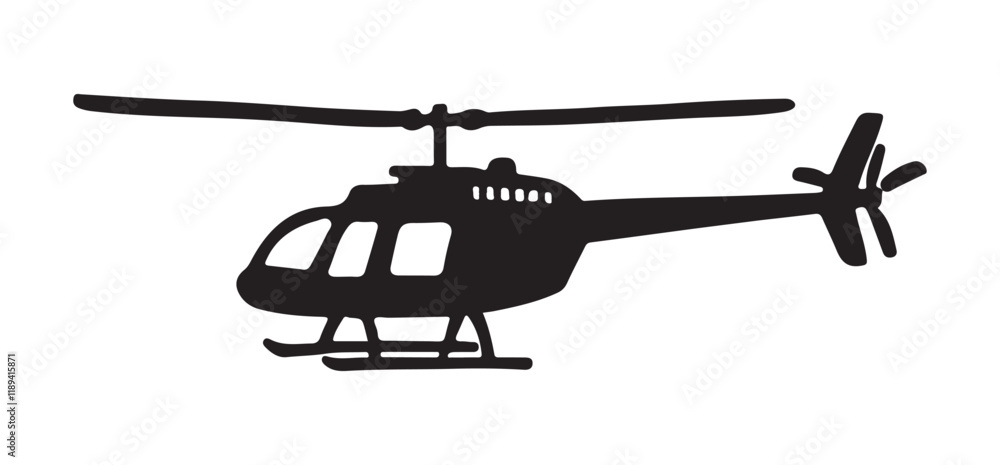 Helicopter Silhouette Vector Illustration Side View Helicopter Silhouette Vector Illustration Side View