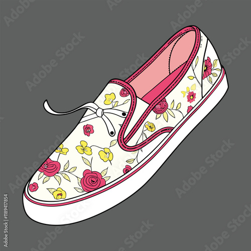  woman's shoes vector art floral ballet flat sandal