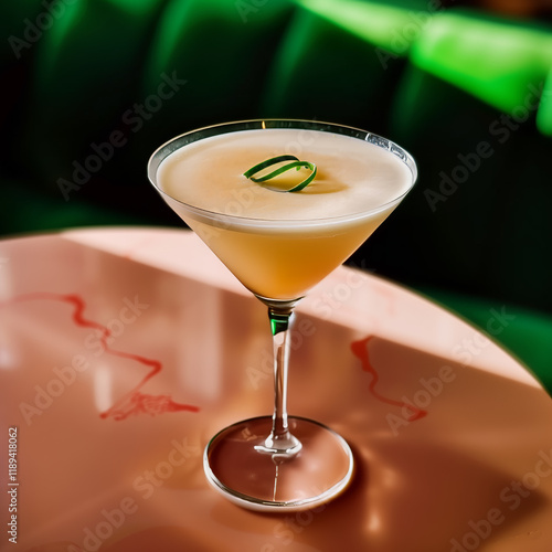 Modern whiskey sour cocktail in a bar setting