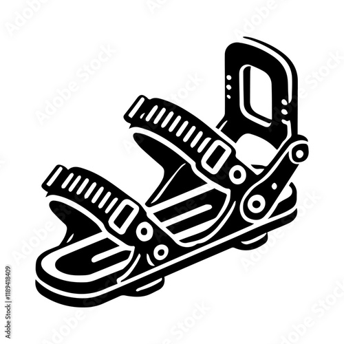 Simple Vector Icon of a Ski Bindings – Logo Design Illustration