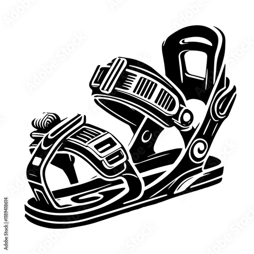 Simple Vector Icon of a Ski Bindings – Logo Design Illustration
