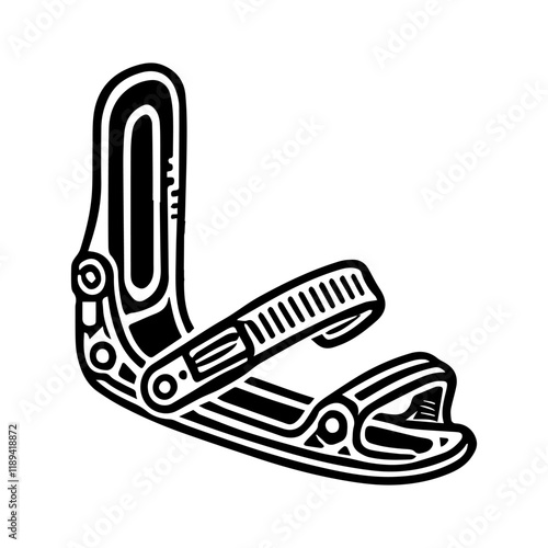 Simple Vector Icon of a Ski Bindings – Logo Design Illustration