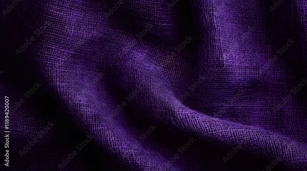 Close-up of dark purple fabric with texture and folds. Close-up of dark purple fabric with texture and folds.