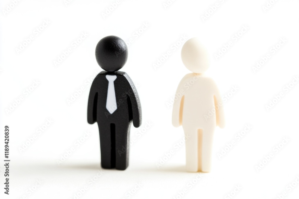 A pair of miniature figurines placed together, ideal for decorative purposes or as props in creative projects A pair of miniature figurines placed together, ideal for decorative purposes or as props in creative projects