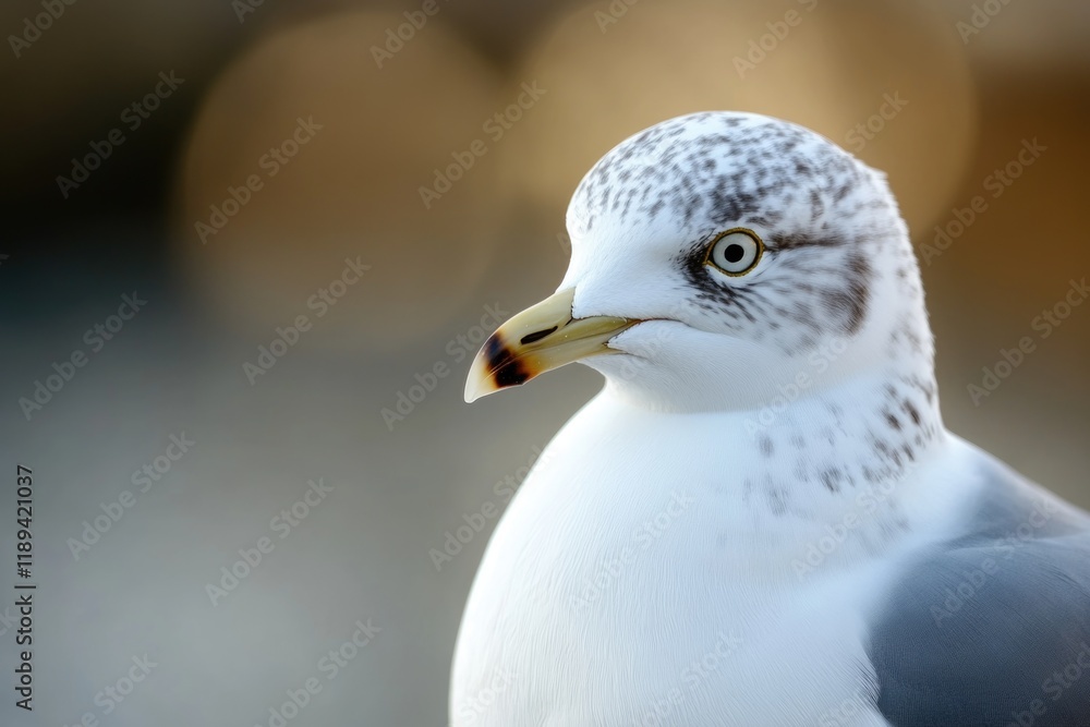 A close-up shot of a seagull's face with a blurred background A close-up shot of a seagull's face with a blurred background