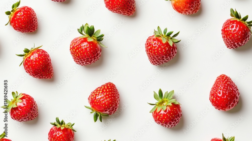 pattern of fresh strawberries on white background pattern of fresh strawberries on white background