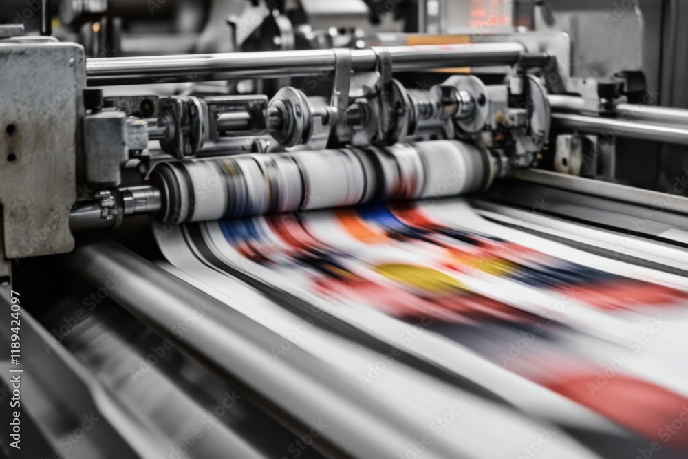 a printing press in operation a printing press in operation