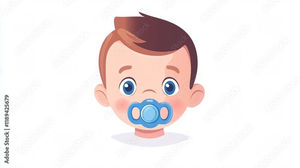 Fototapeta premium Cute Baby Boy Portrait with Pacifier and Stylish Hairstyle