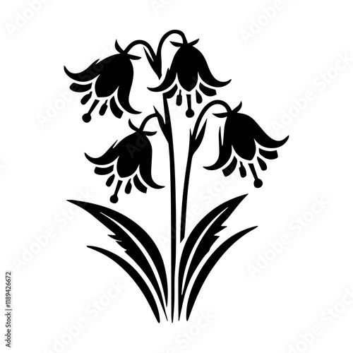 Simple Vector Icon of a Harebell – Logo Design Illustration
