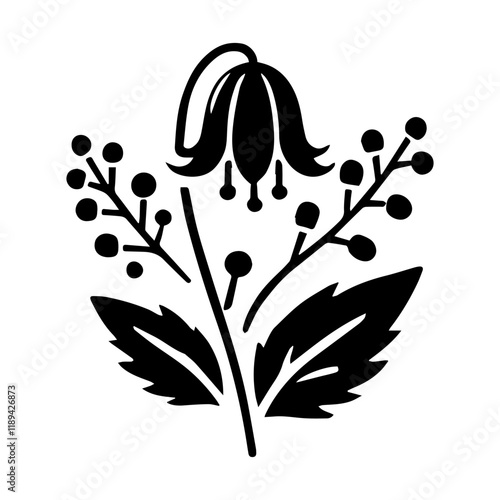 Simple Vector Icon of a Harebell – Logo Design Illustration