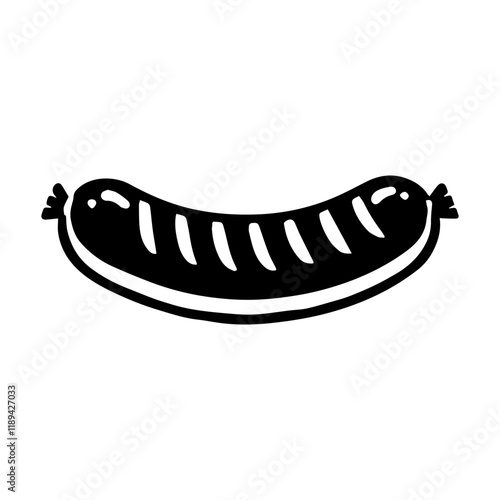 Simple Vector Icon of a Bratwurst – Logo Design Illustration