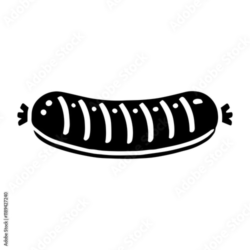 Simple Vector Icon of a Bratwurst – Logo Design Illustration